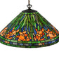 Meyda Lighting Hanging Daffodil 20" Mahogany Bronze Pendant Light With Multi-Colored Shade Glass