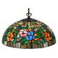 Meyda Lighting Hanging Pansy 16" Mahogany Bronze Pendant Light With Multi-Colored Shade Glass