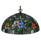 Meyda Lighting Hanging Pansy 16" Mahogany Bronze Pendant Light With Multi-Colored Shade Glass
