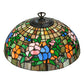 Meyda Lighting Hanging Pansy 16" Mahogany Bronze Pendant Light With Multi-Colored Shade Glass