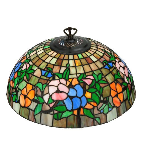 Meyda Lighting Hanging Pansy 16" Mahogany Bronze Pendant Light With Multi-Colored Shade Glass