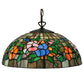 Meyda Lighting Hanging Pansy 16" Mahogany Bronze Pendant Light With Multi-Colored Shade Glass