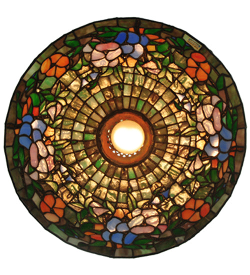 Meyda Lighting Hanging Pansy 16" Mahogany Bronze Pendant Light With Multi-Colored Shade Glass