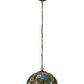 Meyda Lighting Hanging Pansy 16" Mahogany Bronze Pendant Light With Multi-Colored Shade Glass