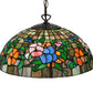 Meyda Lighting Hanging Pansy 16" Mahogany Bronze Pendant Light With Multi-Colored Shade Glass
