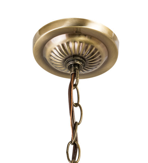 Meyda Lighting Hanginghead Dragonfly 20" Antique Brass Pendant Light With Multi-Colored Stained Shade Glass