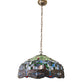 Meyda Lighting Hanginghead Dragonfly 20" Antique Brass Pendant Light With Multi-Colored Stained Shade Glass
