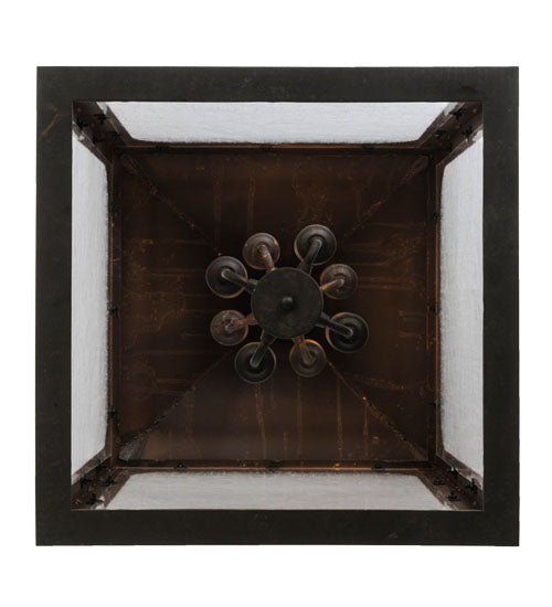 Meyda Lighting Hankel 28" 8-Light Oil Rubbed Bronze Lantern Pendant Light With Rainstone Idalight Shade Glass