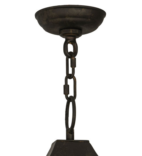Meyda Lighting Hankel 28" 8-Light Oil Rubbed Bronze Lantern Pendant Light With Rainstone Idalight Shade Glass