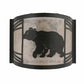Meyda Lighting Happy Bear on the Loose 12" LED Textured Black Left Wall Sconce With Silver Mica Shade Glass