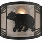 Meyda Lighting Happy Bear on the Loose 12" LED Textured Black Left Wall Sconce With Silver Mica Shade Glass