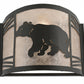 Meyda Lighting Happy Bear on the Loose 12" LED Textured Black Left Wall Sconce With Silver Mica Shade Glass