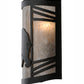 Meyda Lighting Happy Bear on the Loose 12" LED Textured Black Left Wall Sconce With Silver Mica Shade Glass
