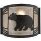 Meyda Lighting Happy Bear on the Loose 12" LED Textured Black Left Wall Sconce With Silver Mica Shade Glass