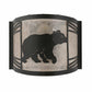Meyda Lighting Happy Bear on the Loose 12" LED Textured Black Right Wall Sconce With Silver Mica Shade Glass