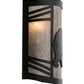Meyda Lighting Happy Bear on the Loose 12" LED Textured Black Right Wall Sconce With Silver Mica Shade Glass