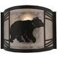 Meyda Lighting Happy Bear on the Loose 12" LED Textured Black Right Wall Sconce With Silver Mica Shade Glass