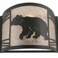 Meyda Lighting Happy Bear on the Loose 12" Textured Black Left Wall Sconce With Silver Mica Shade Glass