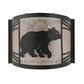 Meyda Lighting Happy Bear on the Loose 12" Textured Black Right Wall Sconce With Silver Mica Shade Glass