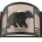 Meyda Lighting Happy Bear on the Loose 12" Textured Black Right Wall Sconce With Silver Mica Shade Glass