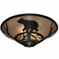 Meyda Lighting Happy Bear on the Loose 22" 3-Light Textured Black Flush Mount Light With Silver Mica Shade Glass