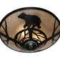 Meyda Lighting Happy Bear on the Loose 22" 3-Light Textured Black Flush Mount Light With Silver Mica Shade Glass