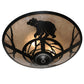 Meyda Lighting Happy Bear on the Loose 243441 22" 3-Light Textured Black Flush Mount Light With Silver Mica Shade Glass
