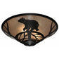 Meyda Lighting Happy Bear on the Loose 243441 22" 3-Light Textured Black Flush Mount Light With Silver Mica Shade Glass