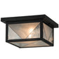 Meyda Lighting Harlequin 10"Sq 2-Light Textured Black Flush Mount Light With Frosted Seeded Art Shade Glass