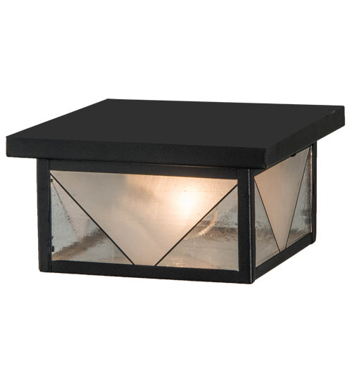 Meyda Lighting Harlequin 10"Sq 2-Light Textured Black Flush Mount Light With Frosted Seeded Art Shade Glass