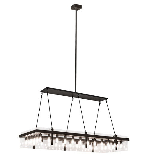 Meyda Lighting Hatley 84" 32-Light Black Textured Island Pendant Light With Clear Crystal Idalight Shade