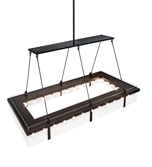 Meyda Lighting Hatley 84" 32-Light Black Textured Island Pendant Light With Clear Crystal Idalight Shade