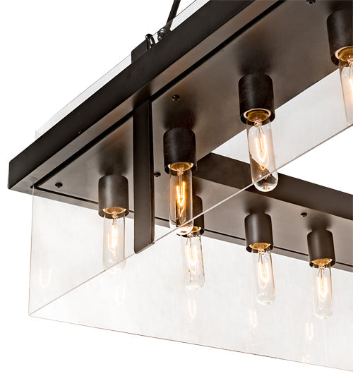 Meyda Lighting Hatley 84" 32-Light Black Textured Island Pendant Light With Clear Crystal Idalight Shade
