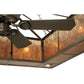 Meyda Lighting Hausman 85" 16-Light Nickel Mission Chandelier With Silver Mica Shade Glass and Fan