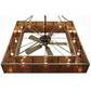 Meyda Lighting Hausman 85" 16-Light Nickel Mission Chandelier With Silver Mica Shade Glass and Fan