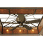 Meyda Lighting Hausman 85" 16-Light Nickel Mission Chandelier With Silver Mica Shade Glass and Fan