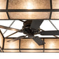 Meyda Lighting Hausman 85" 16-Light Oil Rubbed Bronze Chandelier With Silver Mica Shade Glass and Fan