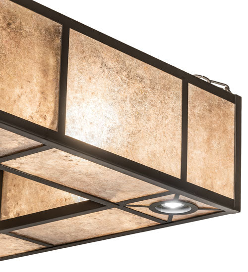 Meyda Lighting Hausman 85" 16-Light Oil Rubbed Bronze Chandelier With Silver Mica Shade Glass and Fan