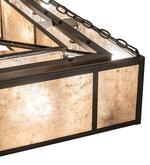 Meyda Lighting Hausman 85" 16-Light Oil Rubbed Bronze Chandelier With Silver Mica Shade Glass and Fan