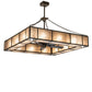 Meyda Lighting Hausman 85" 16-Light Oil Rubbed Bronze Chandelier With Silver Mica Shade Glass and Fan