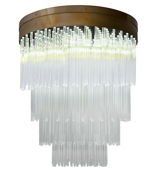Meyda Lighting Havasu 48" LED Buttered Brass Flush Mount Light With Crystal Idalight Shade Glass