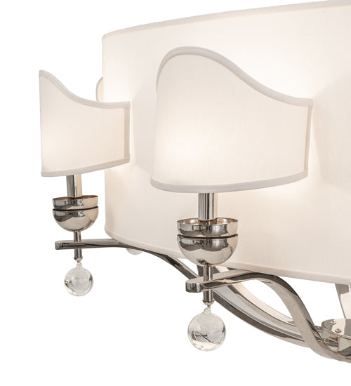 Meyda Lighting Helena 50" 16-Light 8-Arm Polished Nickel Chandelier With Beige Textrene Shade