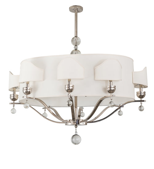Meyda Lighting Helena 50" 16-Light 8-Arm Polished Nickel Chandelier With Beige Textrene Shade