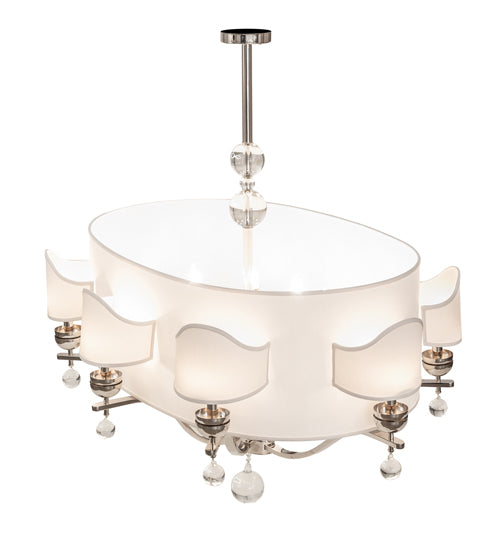 Meyda Lighting Helena 50" 16-Light 8-Arm Polished Nickel Chandelier With Beige Textrene Shade