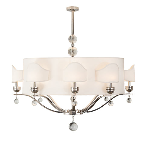 Meyda Lighting Helena 50" 16-Light 8-Arm Polished Nickel Chandelier With Beige Textrene Shade