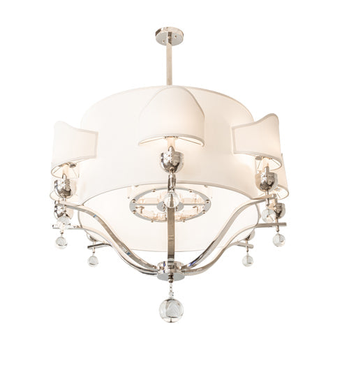Meyda Lighting Helena 50" 16-Light 8-Arm Polished Nickel Chandelier With Beige Textrene Shade