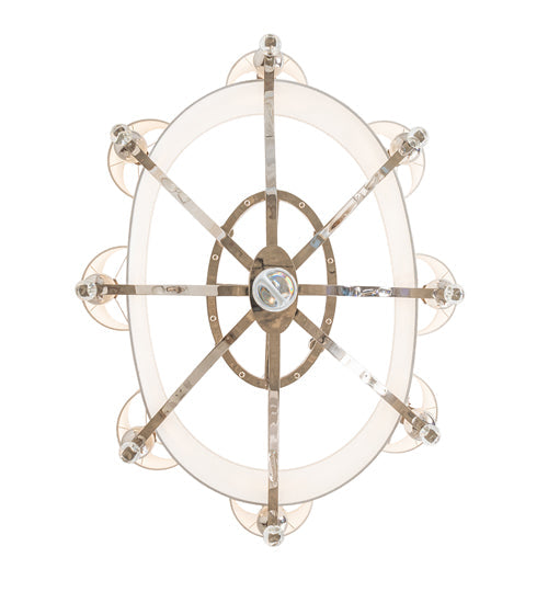 Meyda Lighting Helena 50" 16-Light 8-Arm Polished Nickel Chandelier With Beige Textrene Shade