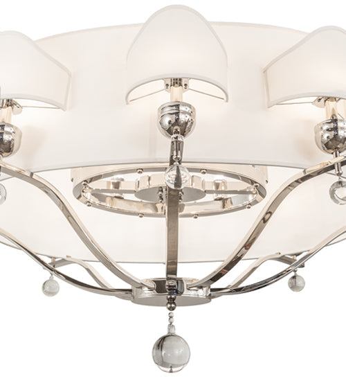 Meyda Lighting Helena 50" 16-Light 8-Arm Polished Nickel Chandelier With Beige Textrene Shade