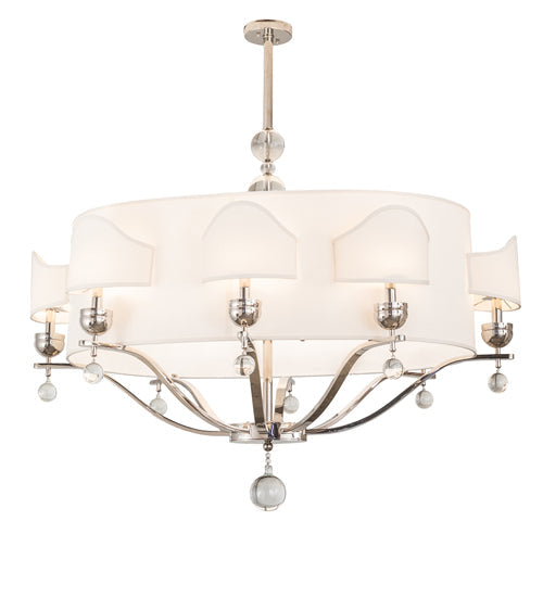 Meyda Lighting Helena 50" 16-Light 8-Arm Polished Nickel Chandelier With Beige Textrene Shade