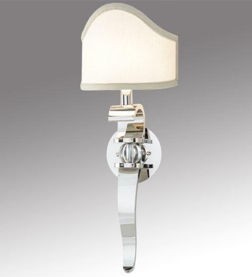 Meyda Lighting Helena 9" Polished Nickel Wall Sconce With Beige Textrene Shade